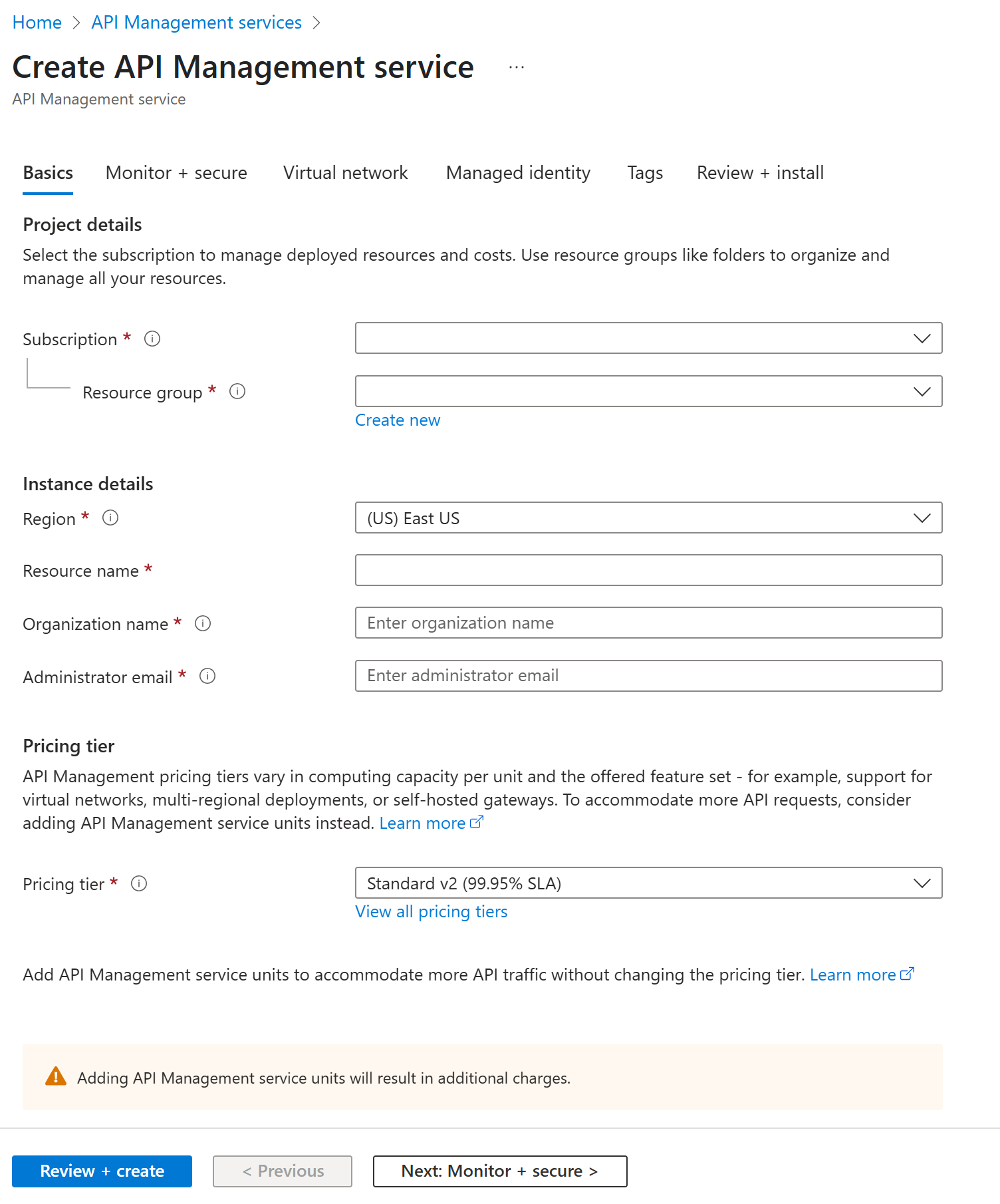 Create Azure API Management resource