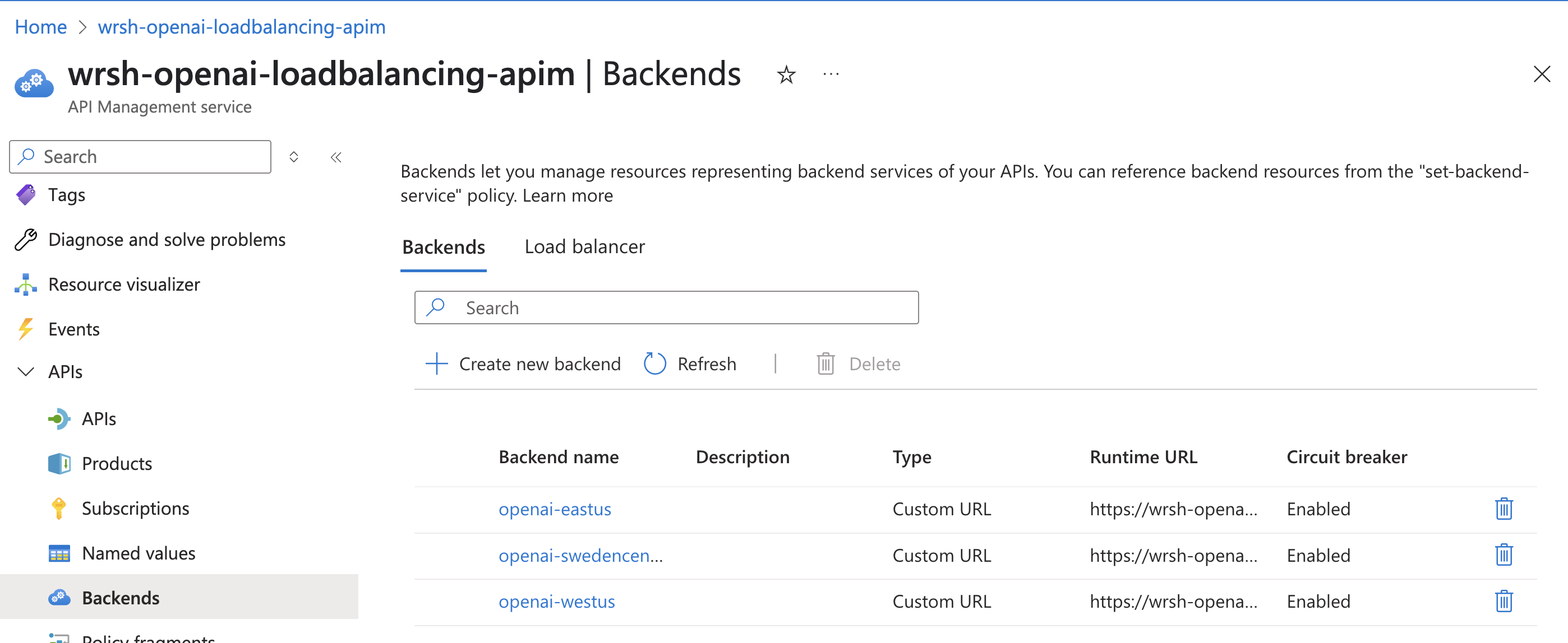 backend pool load balancing all backends