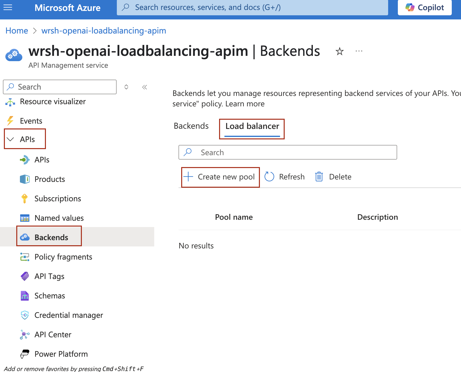 backend pool load balancing create load balanced pool