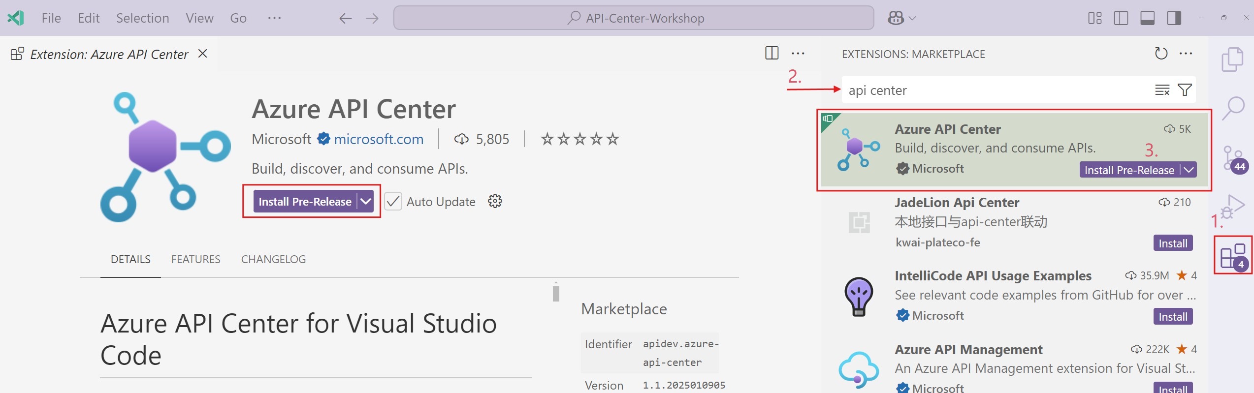 API Center VS Code Extension
