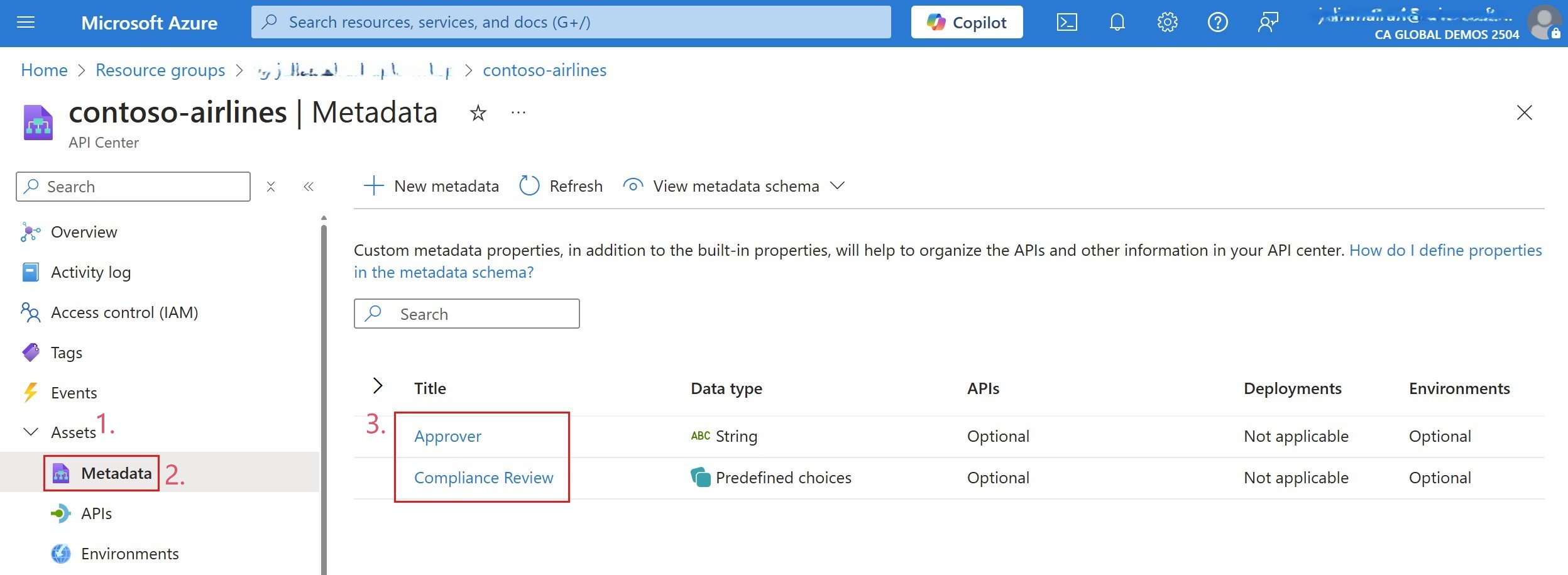 Custom metadata created