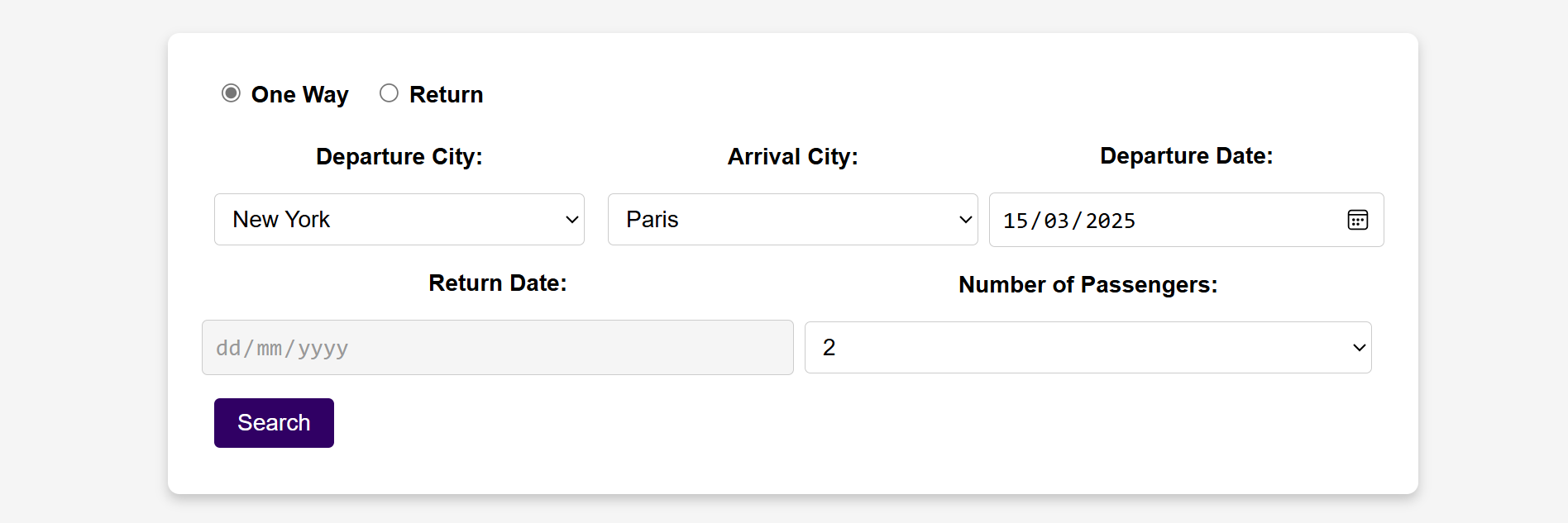 Flights section
