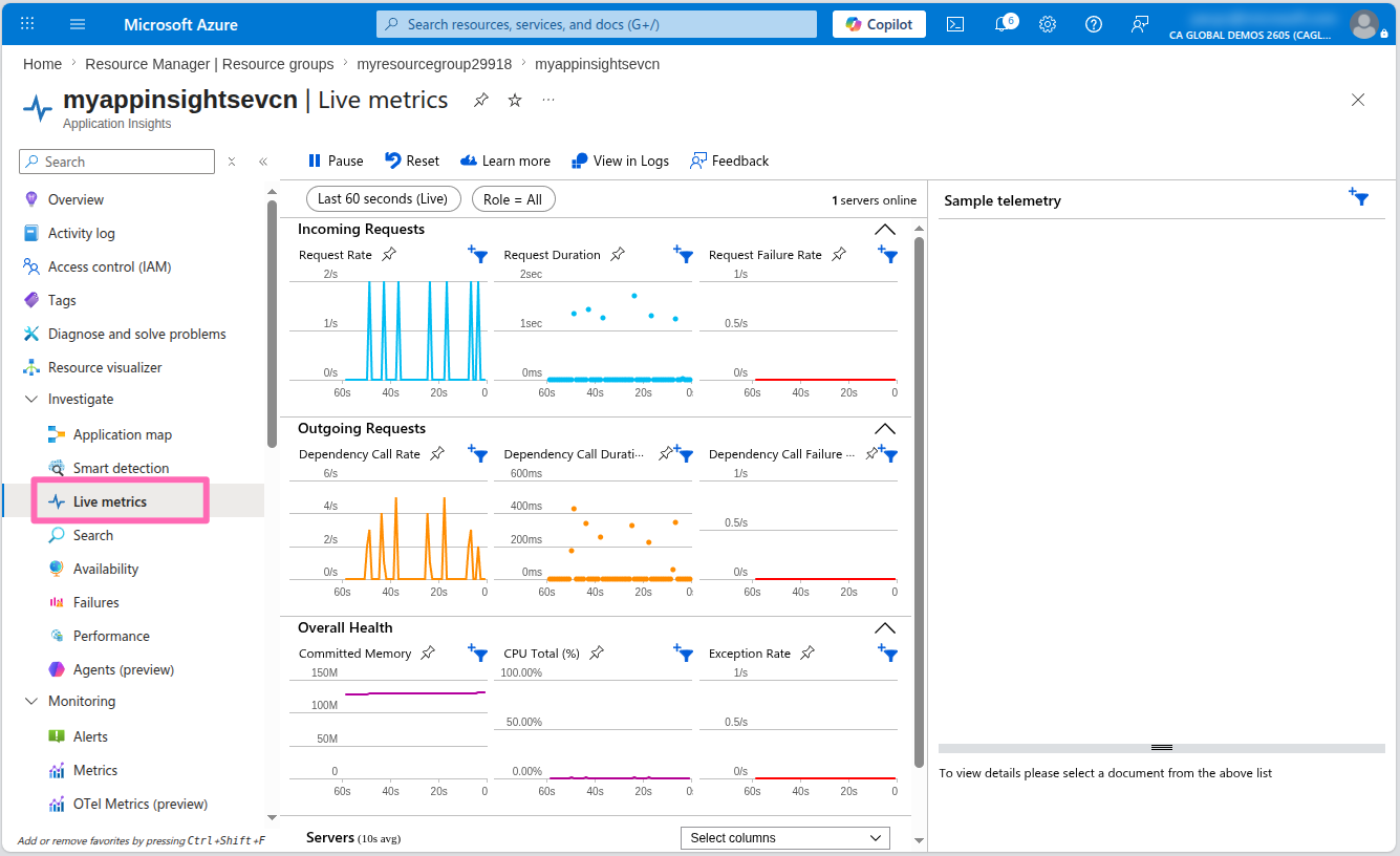 Live metrics