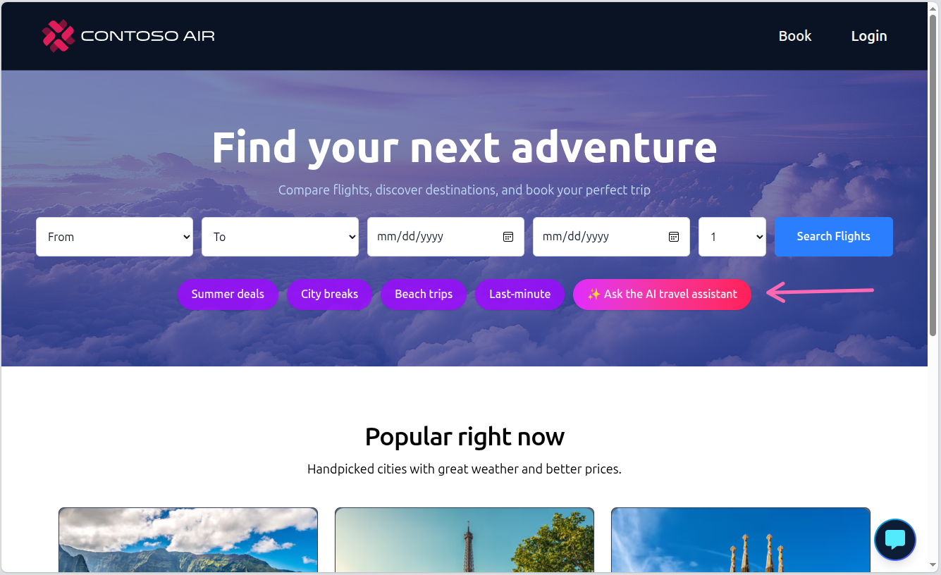 Ask the AI travel assistant