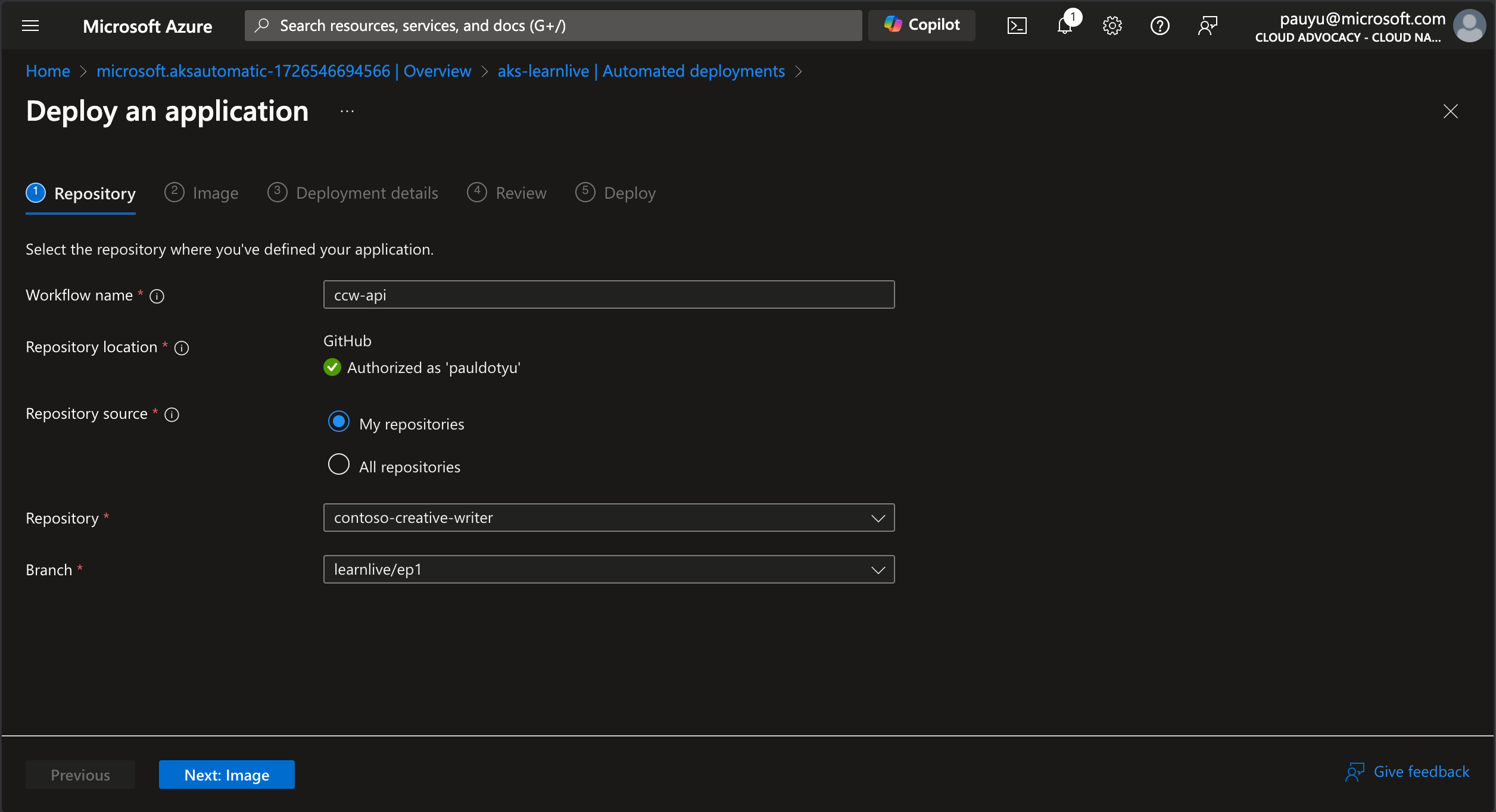 Automated deployments image setup