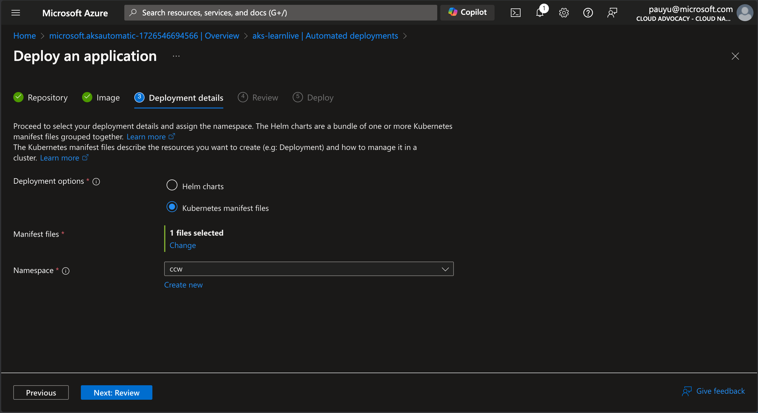 Automated deployments manifest setup