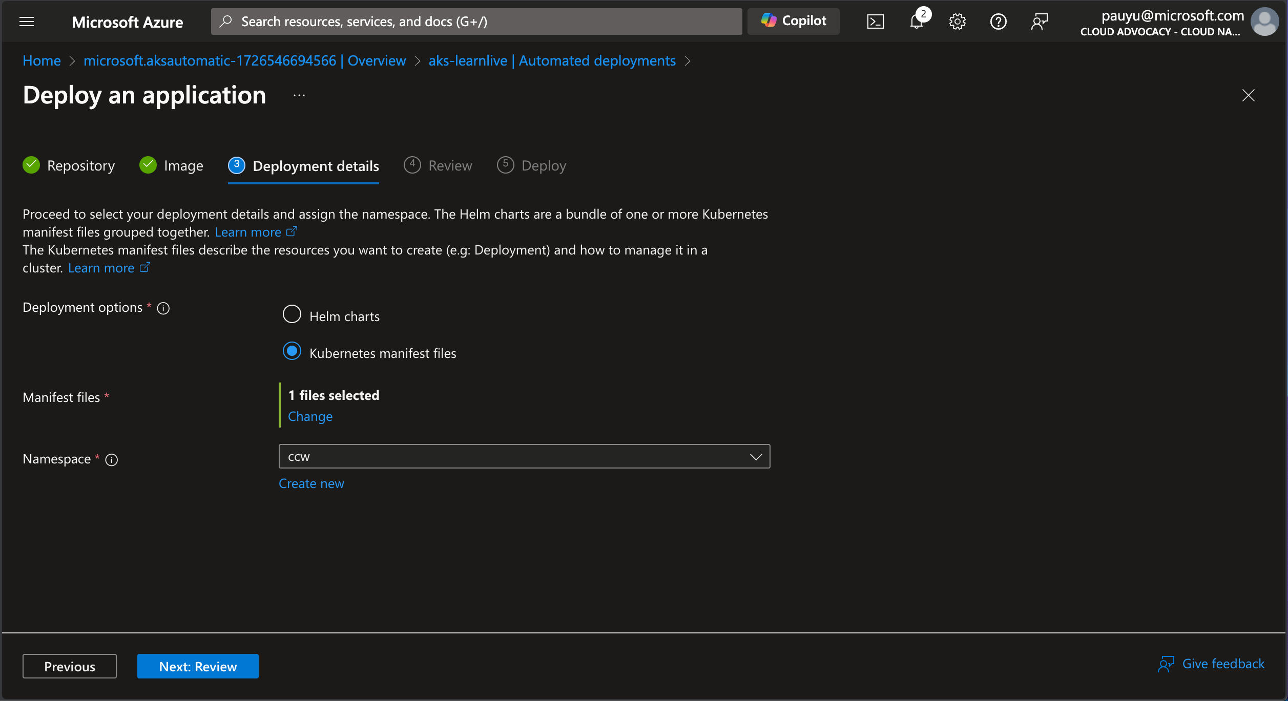 Automated deployments manifest setup