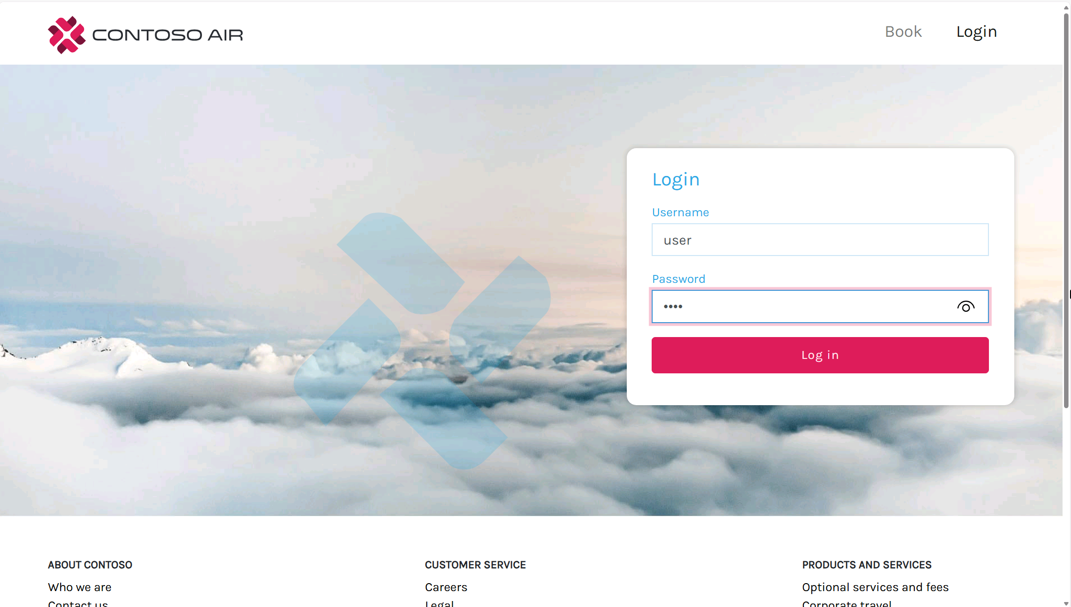 Contoso Air login page