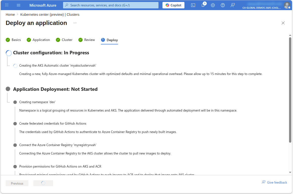 Automated Deployment and AKS Cluster deployment
