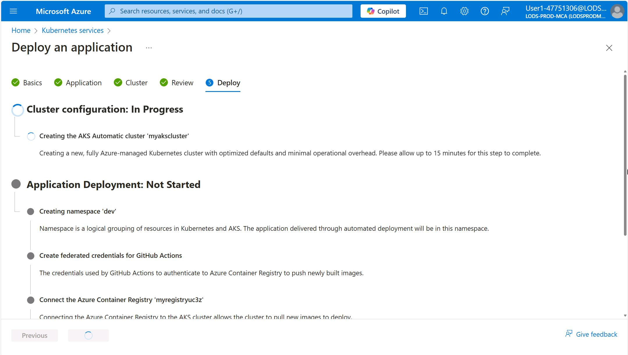 Automated Deployment and AKS Cluster deployment