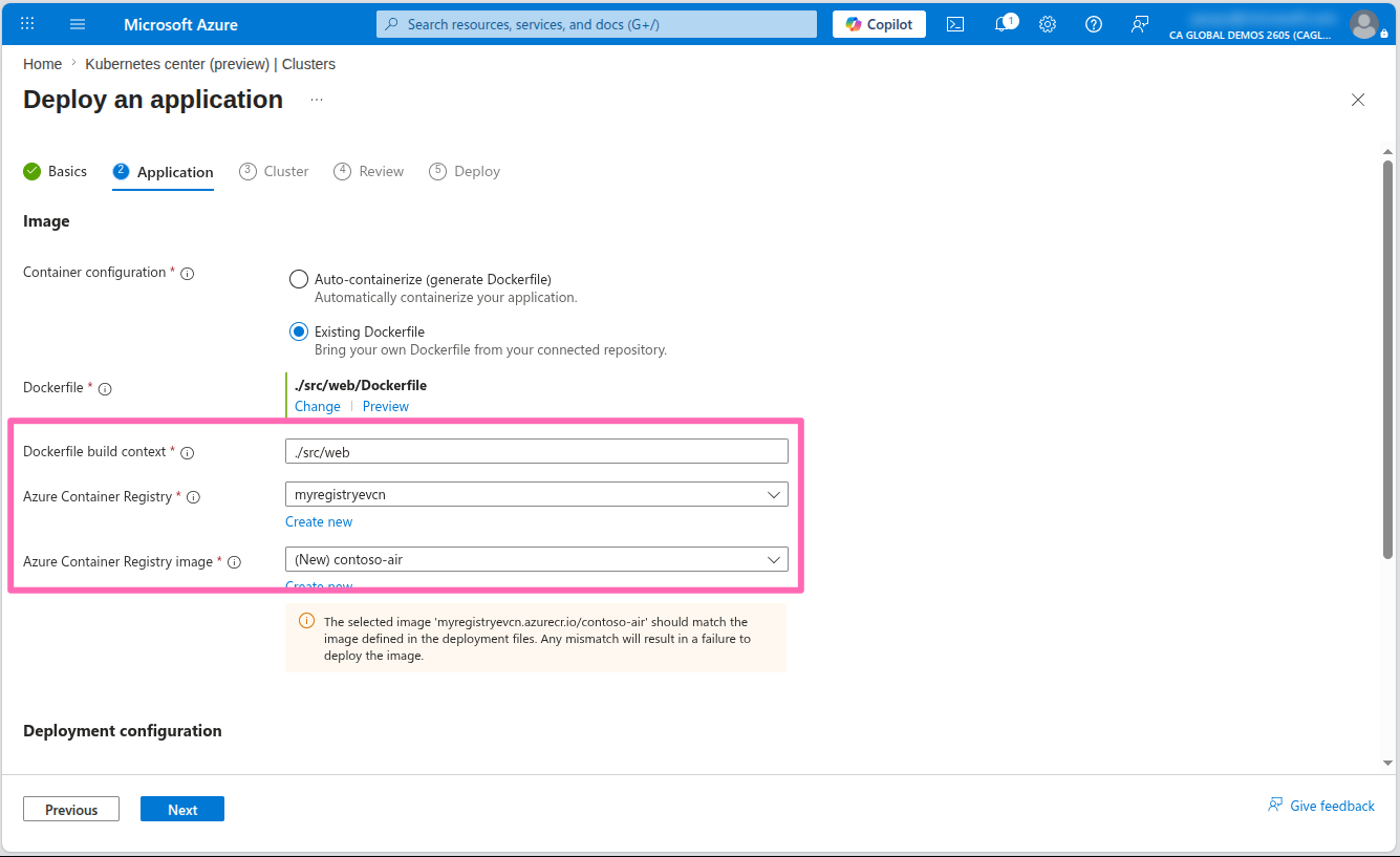 Container image build configuration