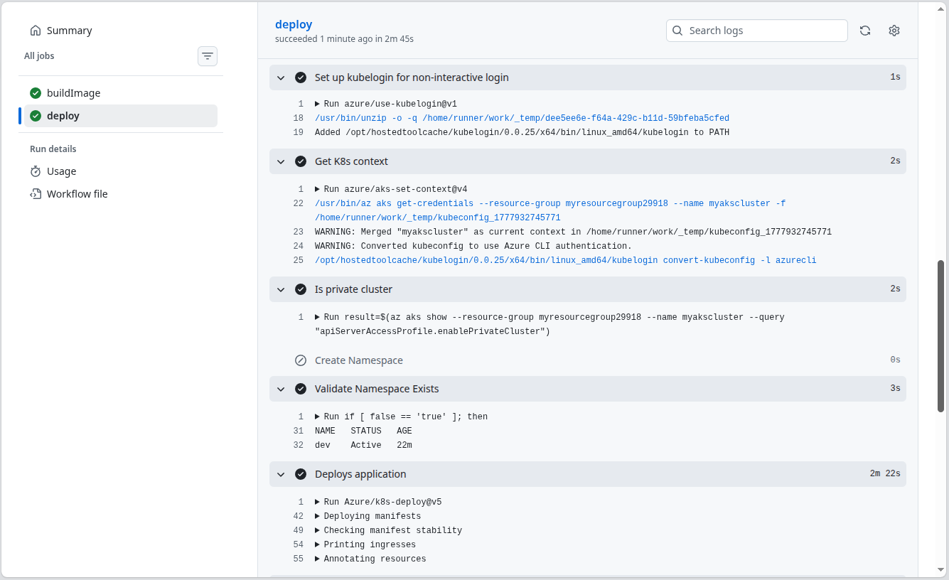 GitHub Actions workflow success
