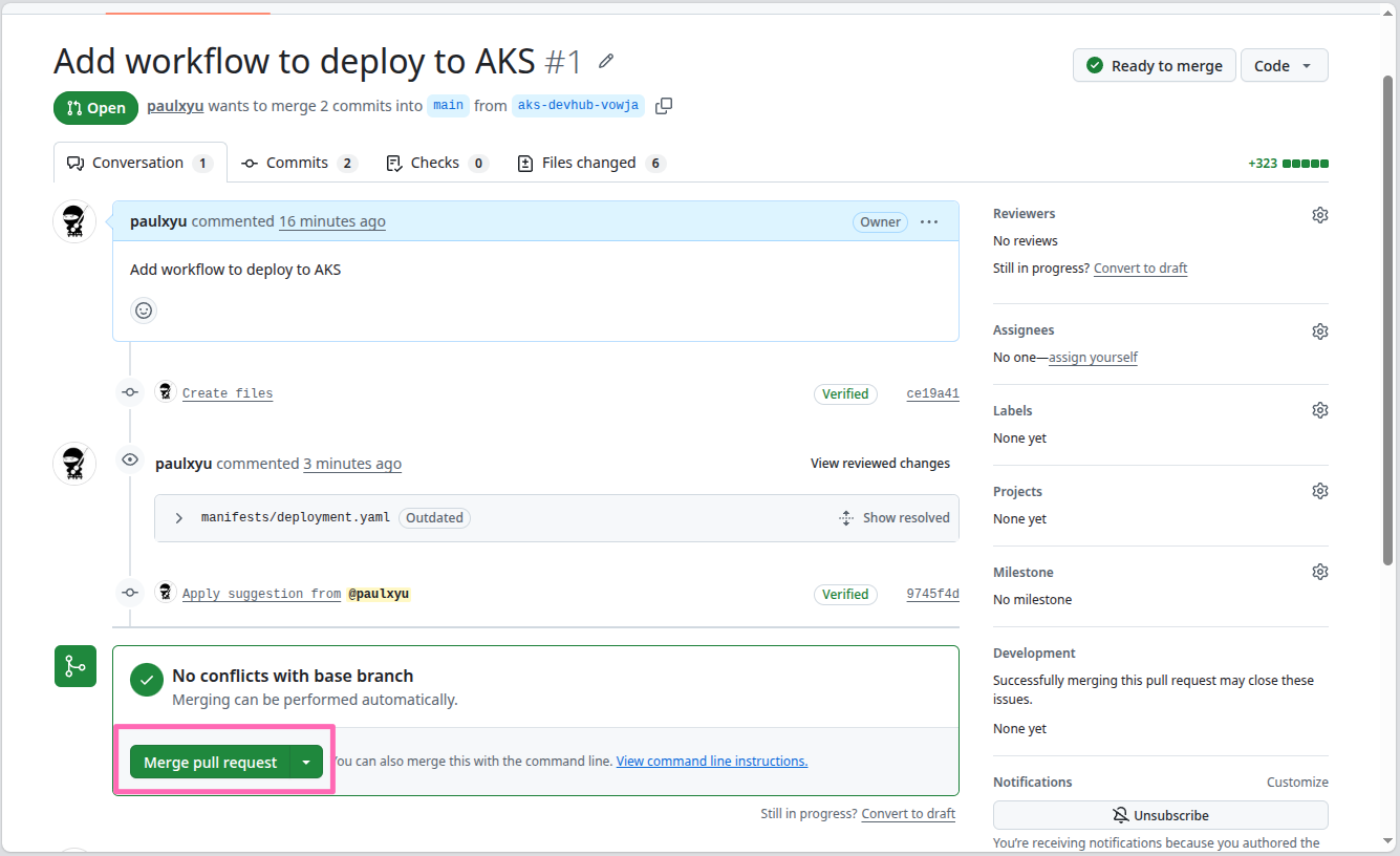 GitHub merge pull request