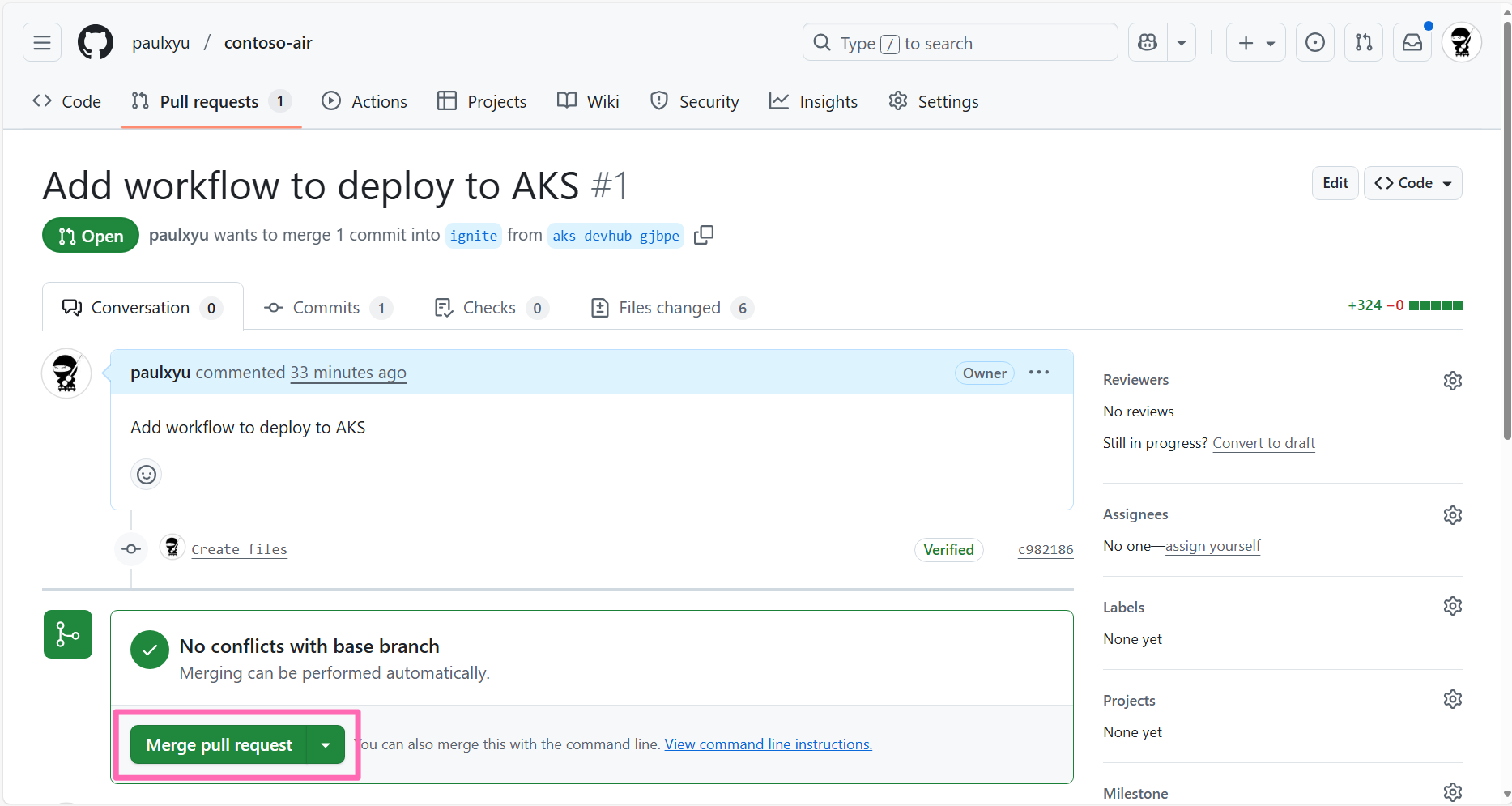 GitHub merge pull request