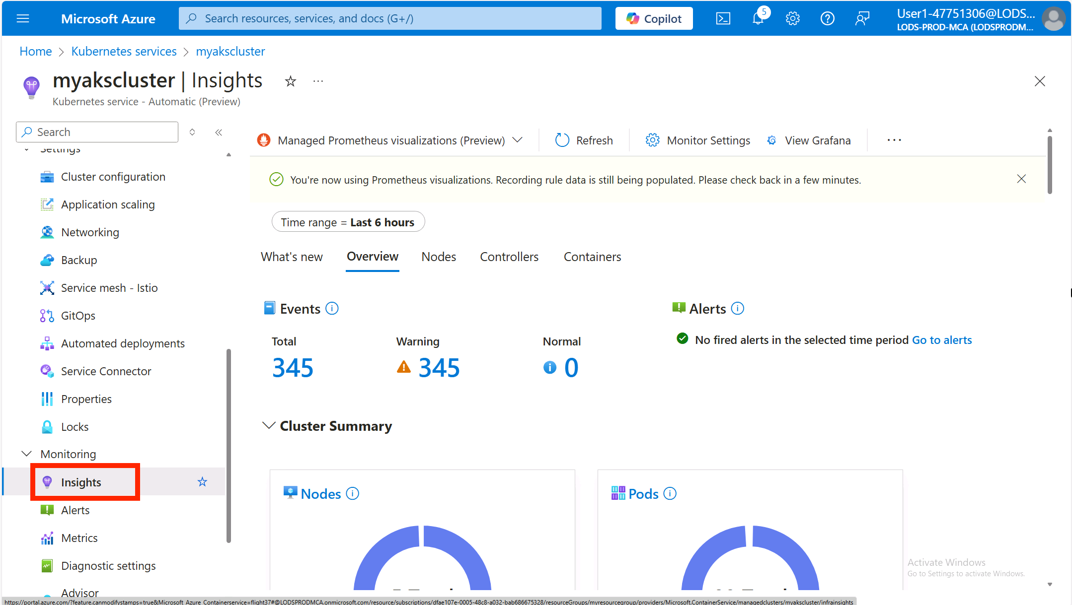 Cluster metrics