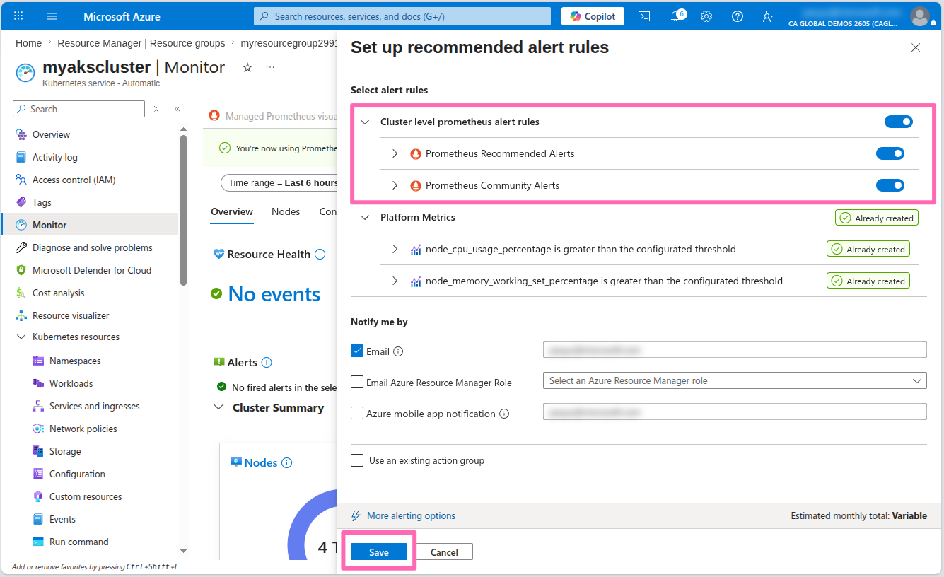 Cluster alerts