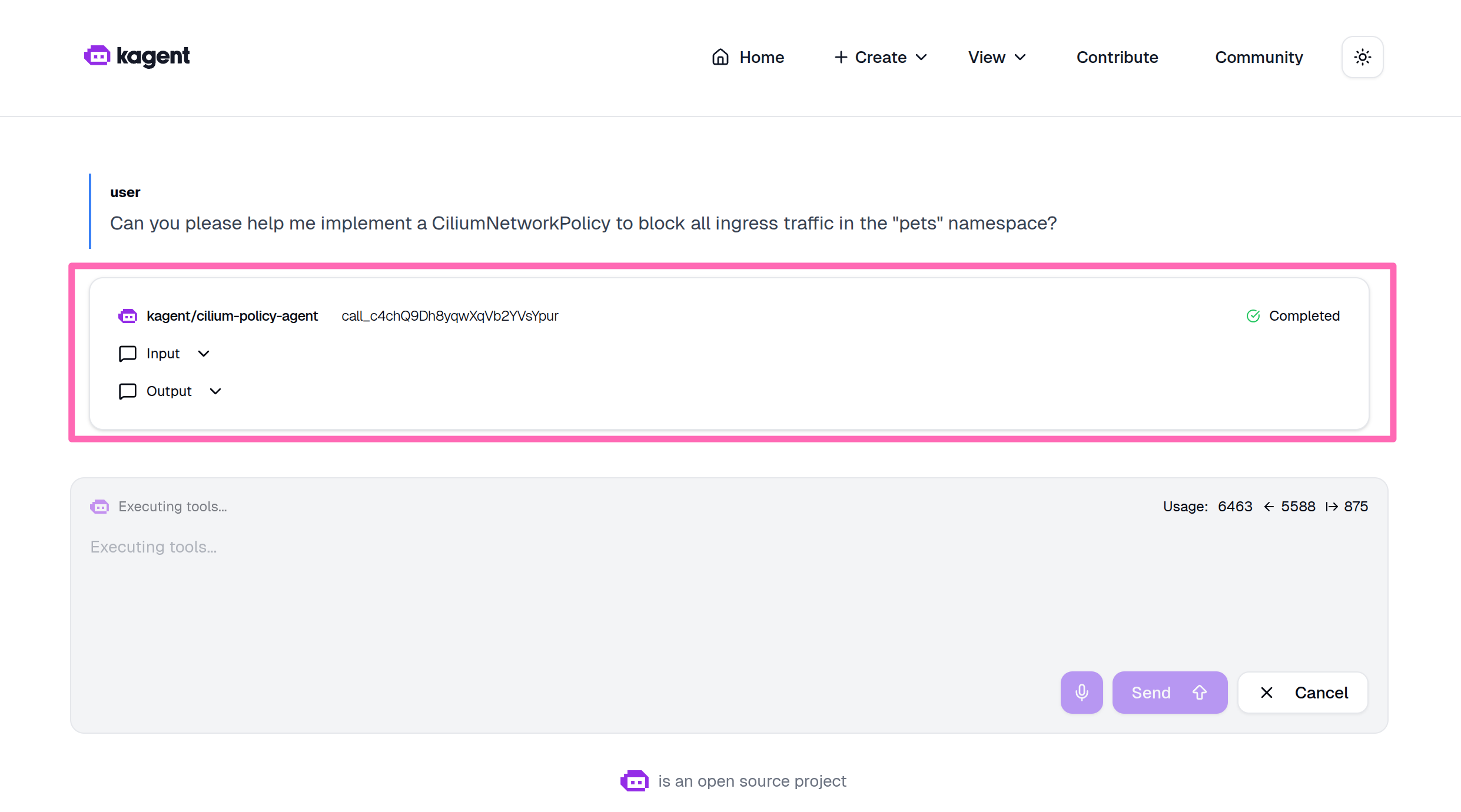 Agent delegation flow in kagent