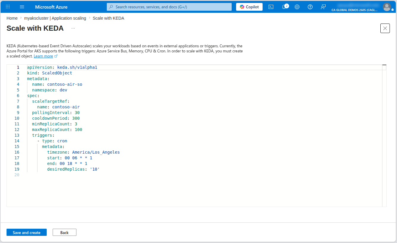 Application scaling yaml