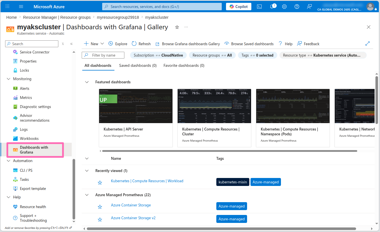 Browse dashboards