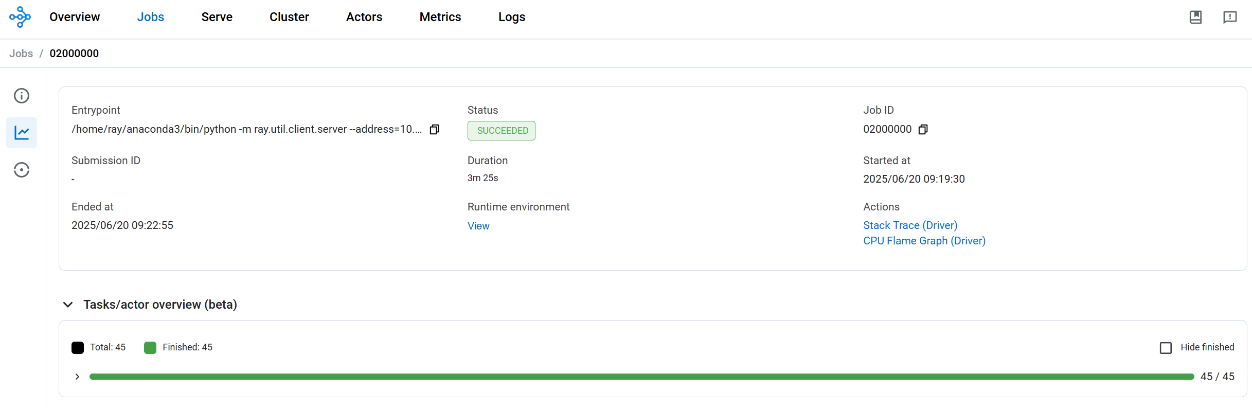 Ray Dashboard Monitoring Distributed Training