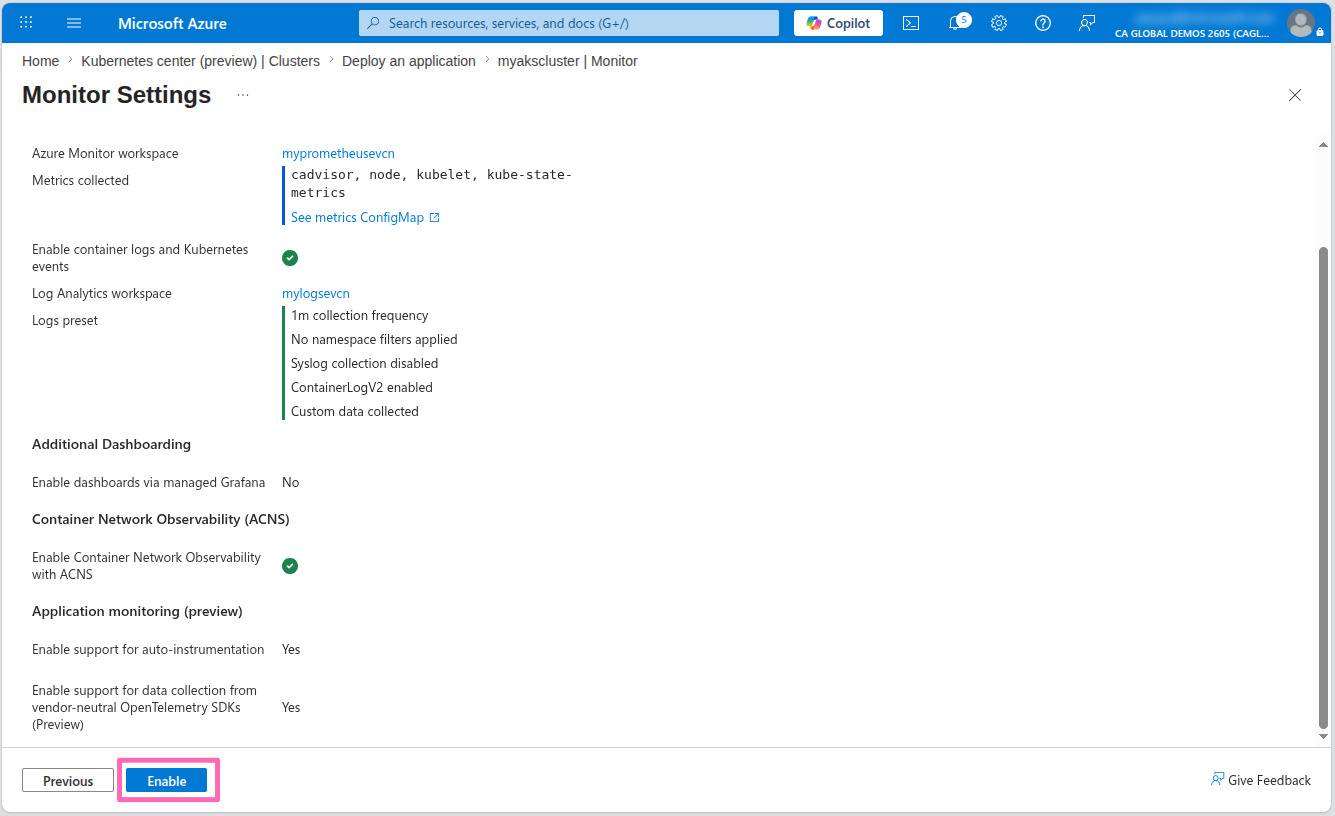 Review application monitoring changes