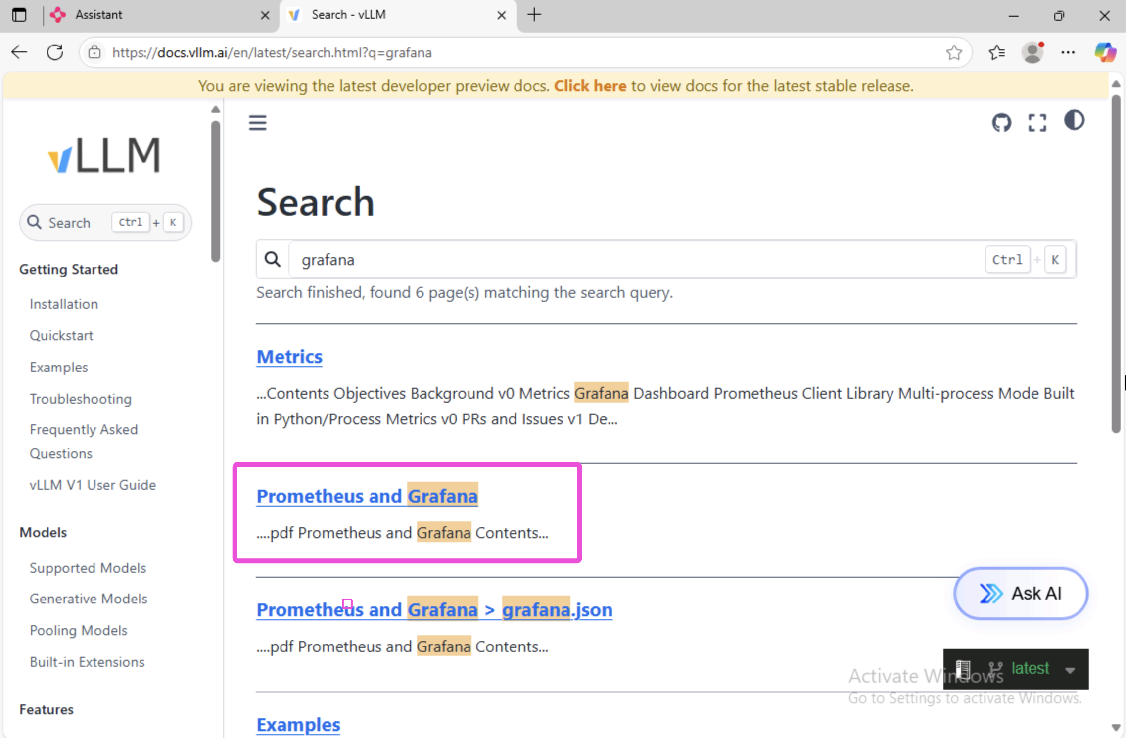 Grafana link