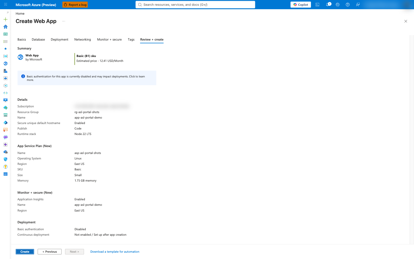 Review and create