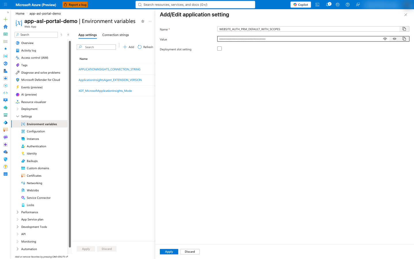 PRM app setting