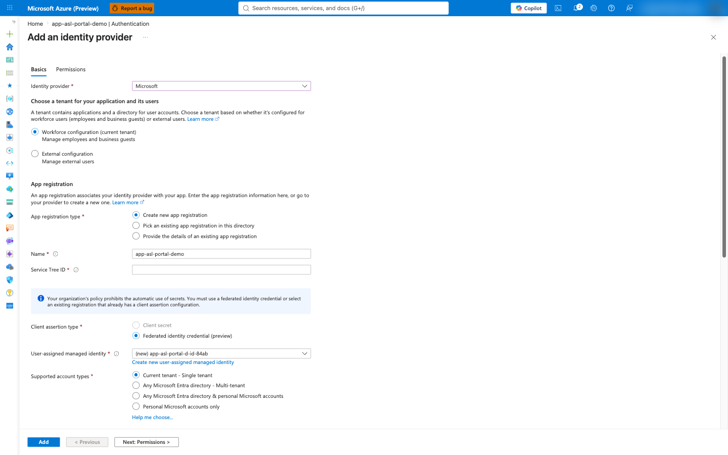 Identity provider settings