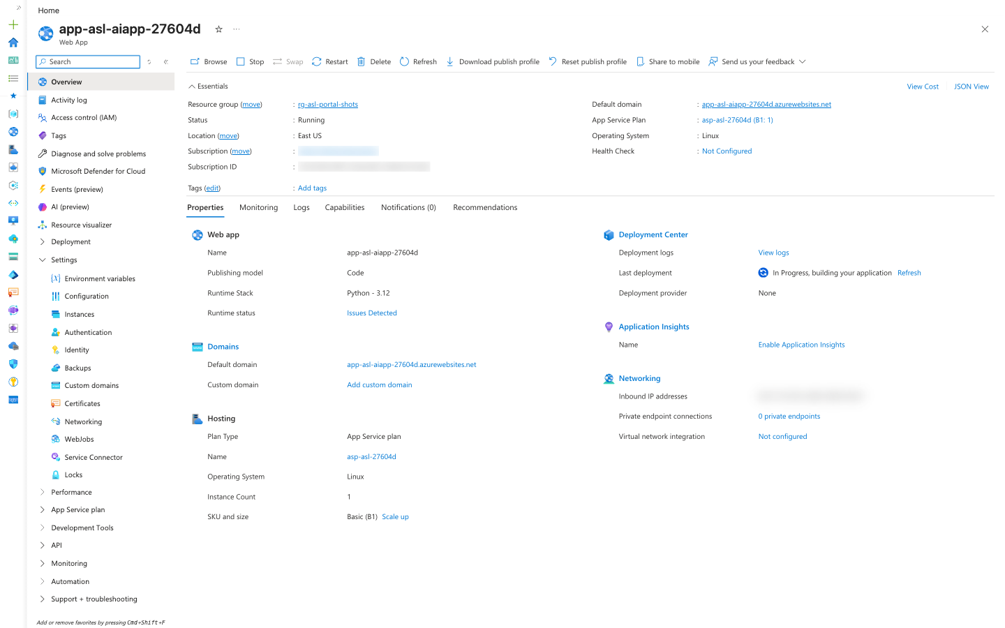 Overview default domain