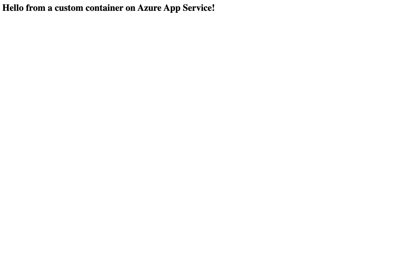 The running container in the browser