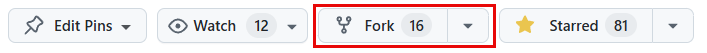 The Fork button is highlighted on the GitHub toolbar.