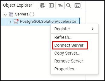 Screenshot of the server context menu, with Connect Server highlighted.
