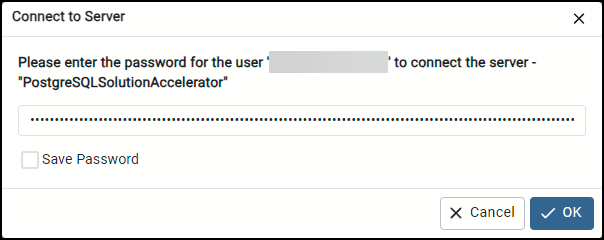 Screenshot of the Connect to Server dialog, with the access token entered into the password box.