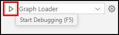 Screenshot of the Start Debugging button highlighted next to the Run and Debug configurations dropdown list.